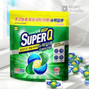슈퍼딥큐 5in1 프레쉬가든 100개 캡슐세제 실내건조 고농축 대용량 세탁 드럼