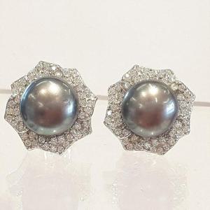 [블루케이] 실버925 그레이진주 원석귀걸이250111-10