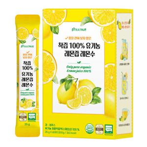 물을 전혀 넣지 않은 착즙 100% 유기농 레몬즙 레몬수 25g X 60포