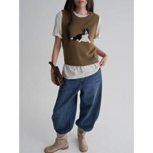 (165921APAP) [에잇세컨즈] 사이드 딥턱 와이드 데님  블루