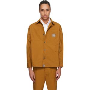 25 FW BAPE 남성 탠 베이딩 에이프 로고 캔버스 워크 셔츠 242546M192009