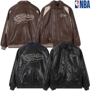[NBA]N235PJ211P GR 남여공용 엔비에이 레더 점퍼 자켓 인조가죽 합피 오버핏 누빔