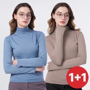 [초특가][2장세트] 말랑모찌 여성 피치기모 반폴라 티셔츠(W6OPWT49)