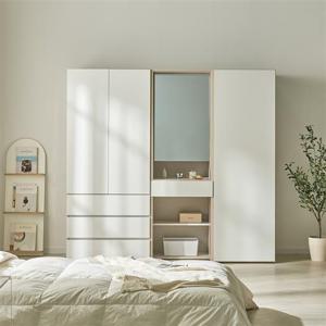 우아미가구 루엘 LPM 2000 슬라이딩 화장대 삼서랍 옷장 세트