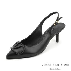 (VICTOR CHOI & james) W21S303 블랙 V로고 슬링백 여성 수제화