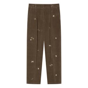 헤지스 여성 25FW 시즌오프올오버자수 테이퍼드핏 코듀로이 팬츠 베이지 HSPA5D907I2