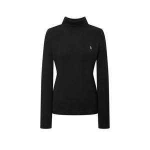 헤지스 여성 25FW Essential 코튼 모달 터틀넥 긴팔 티셔츠 블랙 HSTS5DC92BK