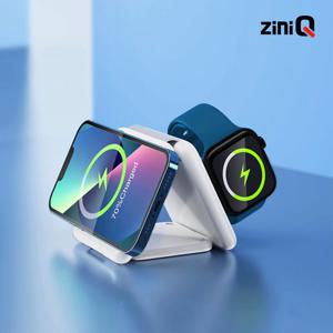 지니큐 ZQ-C315 3IN1 마그네틱 고속 무선멀티 충전패드 갤럭시 아이폰 에어팟 워치