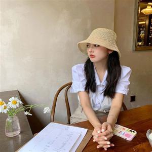 여자벙거지 여성버킷햇 무늬짜임 여름벙거지 2컬러