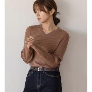 [엘리시아]엘린 케이블 꽈배기 브이넥 니트 티