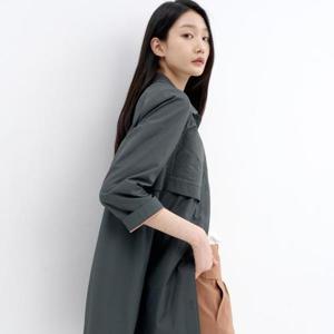 [지센][지센] 카라 배색 스티치 코트 LCCAN325_DE