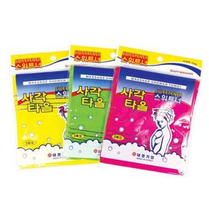 스위트너 사각타올 3개입 국산 이태리타올 때타올 사각타올 때수건 샤워타월