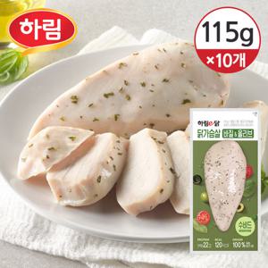 [냉동] 하림이닭 촉촉함이 살아있는 닭가슴살 수비드 바질올리브 115g×10개