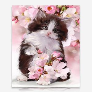 꽃과 아기고양이 DIY 보석십자수 십자수 비즈세트