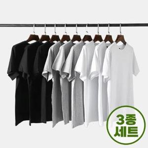 [텐제로]3종세트 남녀공용 반팔면티 100프로 코튼 블랙,화이트,그레이 COT24-3S_20410202_643534