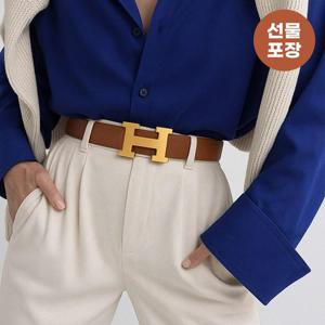 [선물포장] 루네 여성 허리띠 H 금장 버클 포인트 정장 가죽 벨트 J296