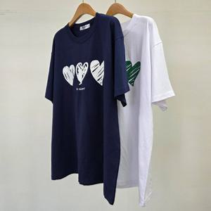 빅사이즈반팔티 T989L503 더하트프린팅라운드티 WB