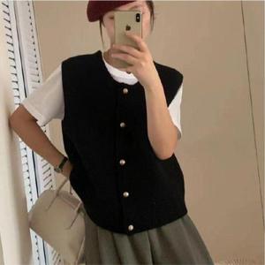 (이거찜)단추 니트 조끼 봄 가을 여성 레이어드 (WFH66GD)