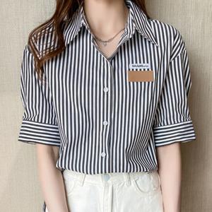 나바바 / NB2096 캐주얼 스크라이프 라벨 반팔 셔츠