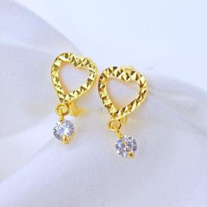 24k순금 하트 딸랑이 큐빅 원터치 귀걸이 3.75g