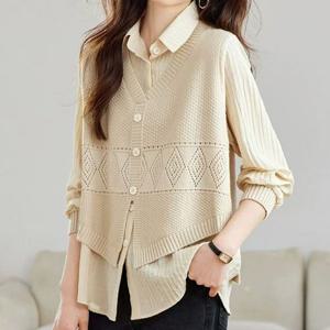 [블랙퀸] 브로린 니트레이어드 니트셔츠 blk003765