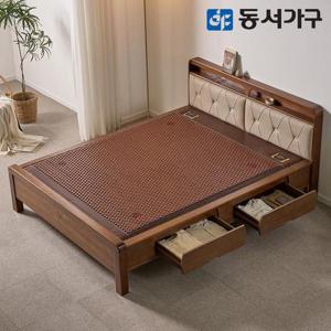 동서가구 [가죽 수납형] 편백나무 인볼브 세라믹 온돌침대 Q 퀸 DF645667
