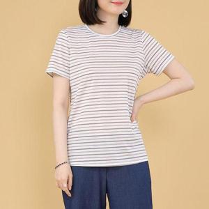 [애비뉴투지]엄마옷 이지 스트라이프 여성 여름 반팔 라운드 티셔츠 A07258 50대 60대 중년여성