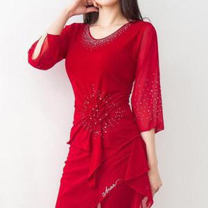 [까르죠아]코사지 포인트 나팔 소매 블라우스 스포츠 댄스복 라인 줌바 차밍 사교 밸리 라틴