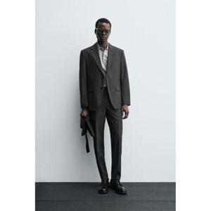 맨즈 ZARA 자라 체크 수트 트라우저스 바지 팬츠 - Anthracite 그레이 10989078