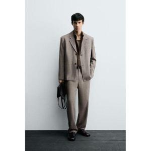 맨즈 ZARA 자라 텍스쳐드 수트 트라우저스 바지 팬츠 - 라이트 브라운 10989081