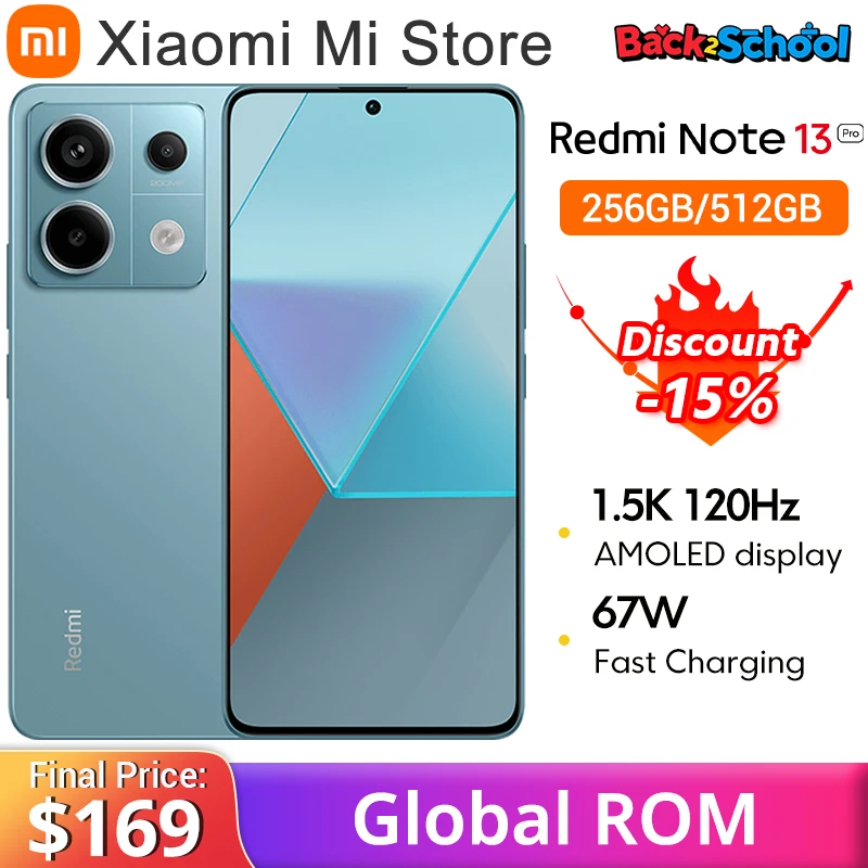 샤오미 레드미 스마트폰 글로벌 롬, 노트 13 프로 5G, 스냅드래곤 7S Gen 2, 6.67 인치 1.5K 디스플레이, 200MP OIS 카메라, 67W 충전 5100mAh