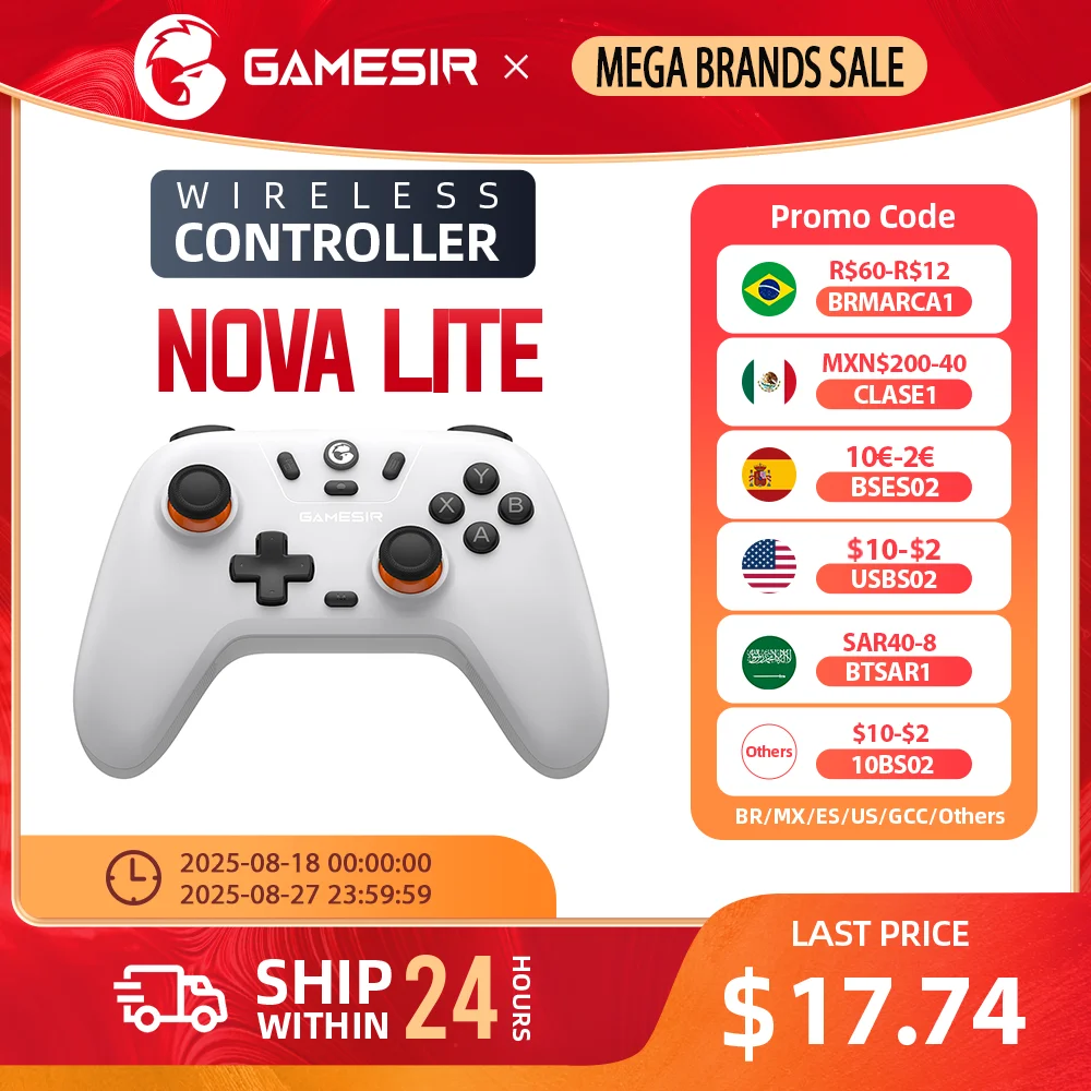 GameSir Nova Lite 블루투스 게임 컨트롤러 (PC, 닌텐도 스위치, iOS, 안드로이드 호환) 새로운 홀 이펙트 컬러 출시