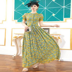 DEVCHATA 여성용 우아한 레이스 플로랄 파티 롱 맥시 드레스, 럭셔리 베스티도, 할로우 아웃 원피스, 빈티지 이브닝 의류, 무도회