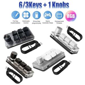 미니 매크로 기계식 키보드 (3키, 1노브, USB RGB 게이밍, 커스텀 프로그래밍 스위치, 휴대용 키패드, PC 게임, 포토샵용)