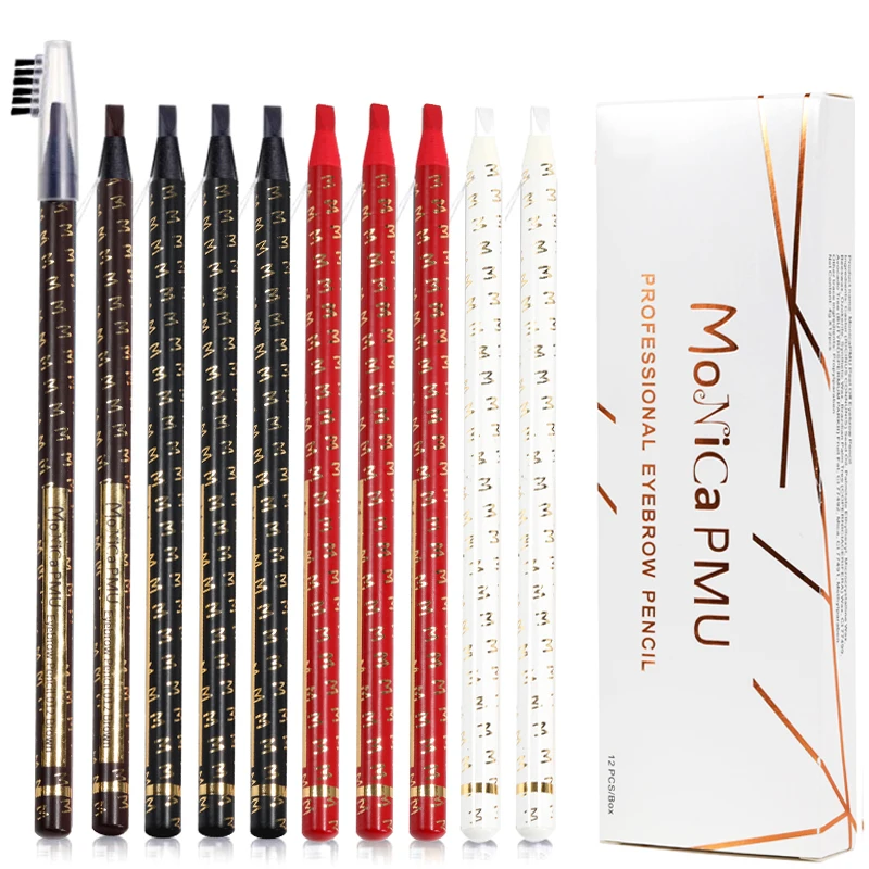 1pcs 눈썹 펜 방수 그림자 마이크로 블레이드 영구 메이크업 눈썹 연필 위치 지정 립 브라운 레드 눈썹 용품