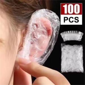 100Pcs 일회용 미용 귀마개 살롱 클리어 이어 커버 귀 보호 헤어 염색 보호 캡 헤어 컬러 스타일링 도구