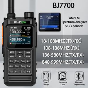 바제톤 BJ7700 무전기 멀티 밴드 무선 블루투스 전화 프로그래밍 소음 감소 AM FM 햄 라디오 캠핑용 BJ8200