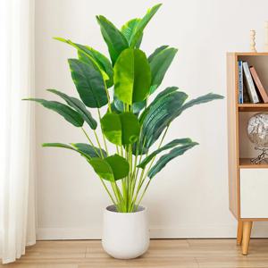 88cm 24 잎 대형 열대 야자수 가짜 바나나 식물 잎 리얼 터치 Strelizia 플라스틱 Monstera 식물 홈 가든