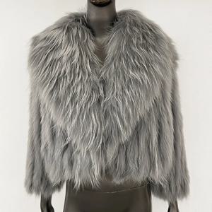여성용 천연 모피 칼라 외투, 푹신한 럭셔리 모피 니트 코트, 진짜 천연 너구리 모피 재킷, 짧은 겨울 외투, 신상