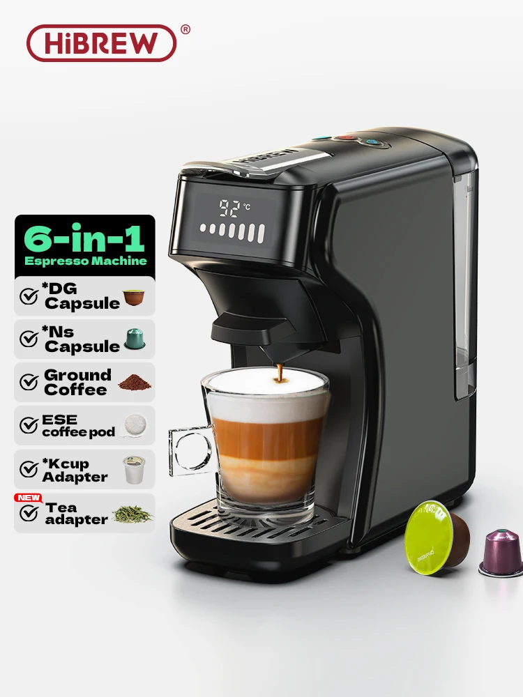 HiBREW 6in1 캡슐 커피 머신 핫/콜드 다중 에스프레소 카페테라 카푸치노 커피 메이커 Dolce Gusto Nespresso Powder H1B
