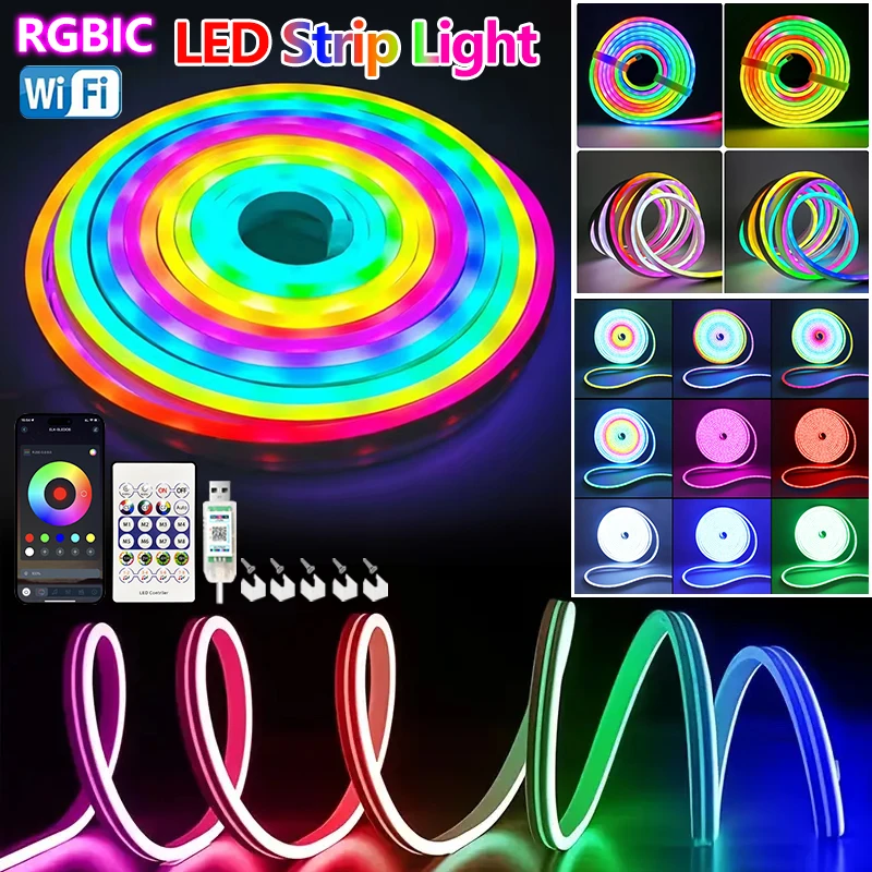 5VRGB 다채로운 음악 블루투스 캐비닛 TV 배경 색상 변경 크리 에이 티브 방수 소프트 라이트 바와 유연한 네온 램프