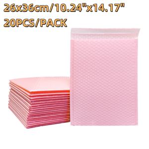 20개 26x36cm 점보 핑크 셀프 실링 버블 메일러 대형 핑크 패딩 봉투 플러시 웨딩 선물용 대형 포장