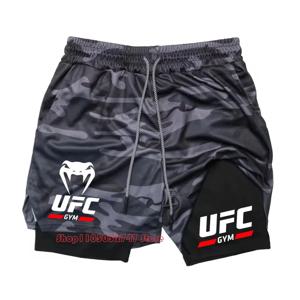 2025 여름 UFC 격투 팬 러닝 반바지 남성 스포츠웨어 2-in-1 반바지 남성 더블 바텀 반바지 체육관 스포츠 반바지