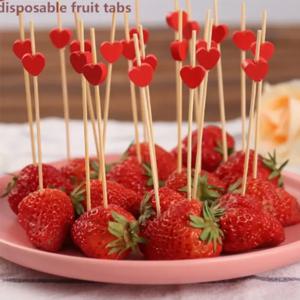 100Pcs 일회용 대나무 꼬치 음식 추천 뷔페 컵케익 과일 포크 샐러드 야채 스틱 이쑤시개 꼬치 파티 케이크 디저트
