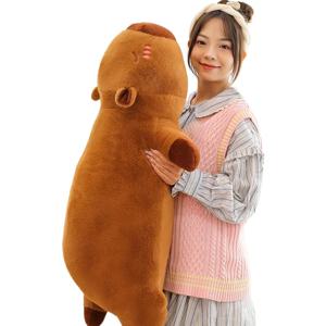 Kawaii Capybara 플러시 장난감 Capibara 푹신한 인형 긴 수면 부드러운 베개 소파 쿠션 낮잠 학교 크리스마스를위한 잠자는 장난감