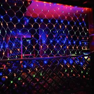 EU 플러그 220V LED 그물 메쉬 문자열 빛 창 커튼 요정 빛 웨딩 파티 정원 여름 방 장식 갈 랜드 램프