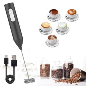 무선 우유 Frother 전기 Type-C 핸드 헬드 블렌더 스테인레스 스틸 미니 커피 메이커 커피 카푸치노 크림 용 믹서기