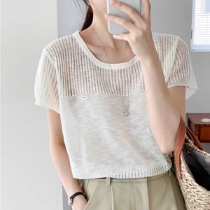 [1015MK]에어라이트 시스루 반팔니트