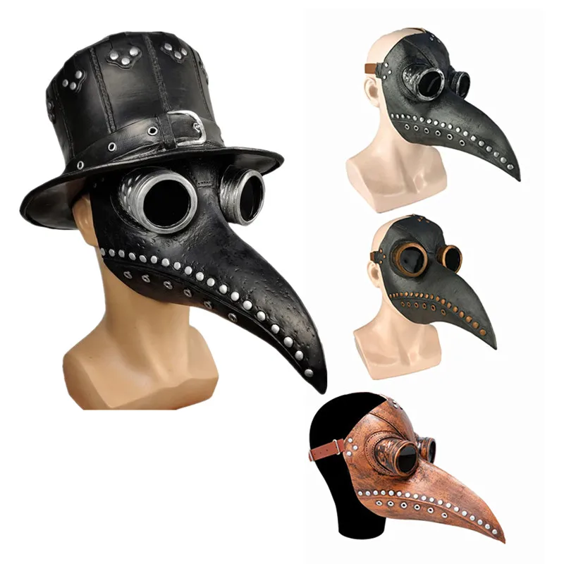 할로윈 검은 고무 전염병 의사 마스크 긴 코 새 Beek Steampunk 가스 라텍스 페이스 마스크 어린이와 성인을위한 코스프레 소품
