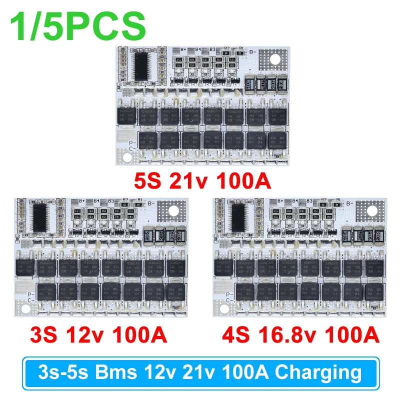 3 원 리튬 배터리 보호 회로 기판, 충전 밸런스, 리튬 이온 LMO, 5S, 4S, 3S, BMS, 100A, 21V, 18V, 16.8V, 12V, 18650